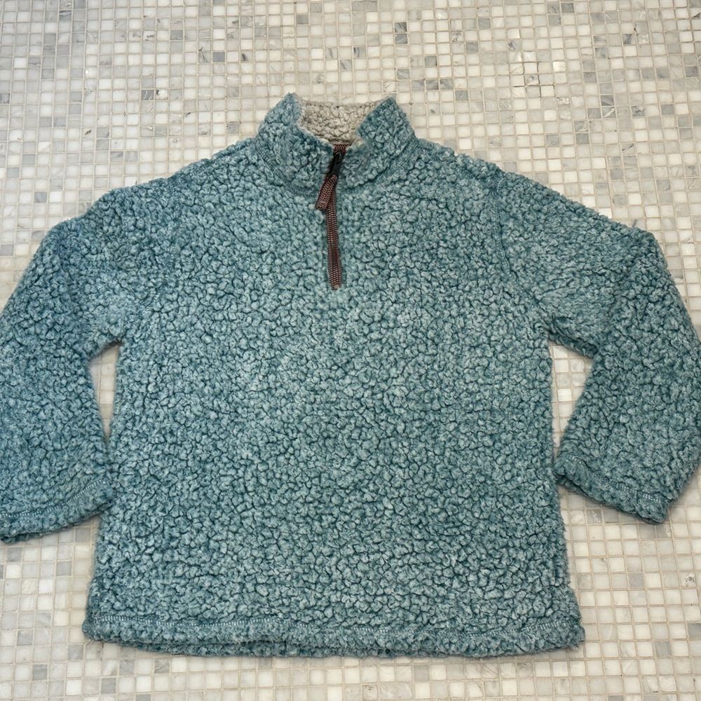 True Grit Frosty Tip Sherpa 1/4 Zip Light Blue Pullover